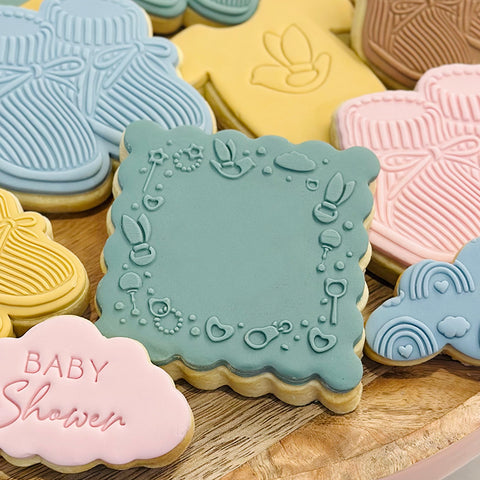 Raised Cookie Embosser - Baby Trinket Border