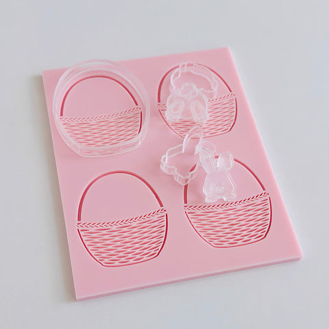 Pattern Shape Plate Kit- Easter Basket w Peeping Bunny& bunny bum