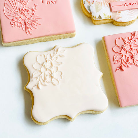Raised Cookie Embosser - Corner Floral