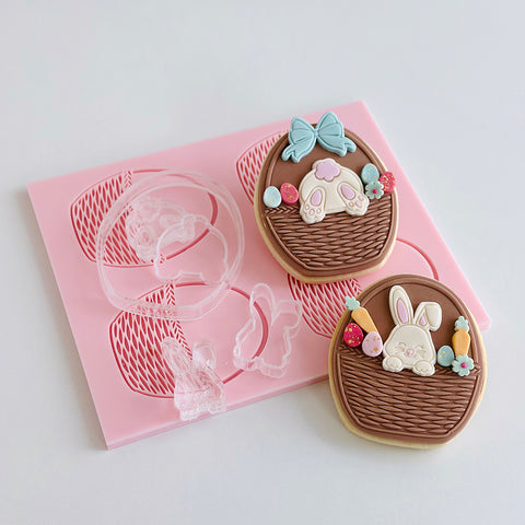 Pattern Shape Plate Kit- Easter Basket w Peeping Bunny& bunny bum