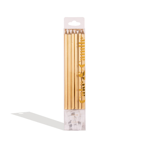 Tall Gold Candles - 12 Pack