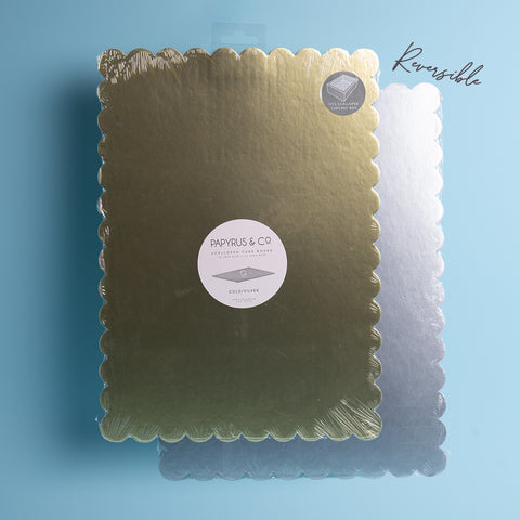 Scallop Rectangle Cake Board - Double Sided- Gold/Silver