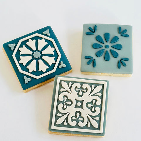 Raised Cookie Embossers - Mini Mediterranean Tiles- 65mm