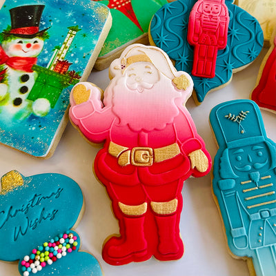 Raised Cookie Embosser -Waving Santa