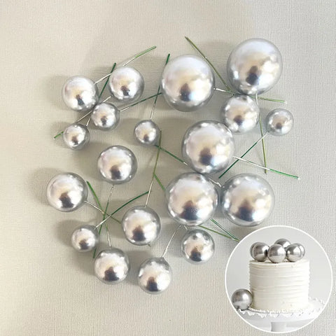 Silver Deco Ball Toppers- 20 pce