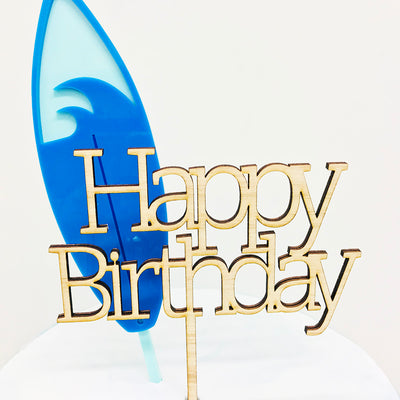 Acrylic/Wooden Cake Topper - Happy Birthday Block