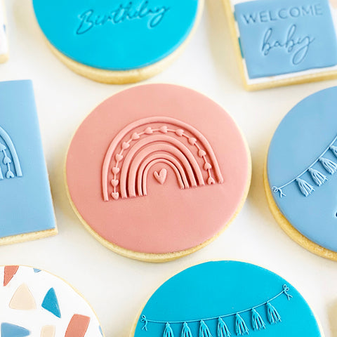 Raised Cookie Embosser - Boho Rainbow