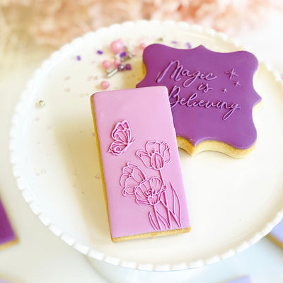 Raised  Cookie Embosser - Butterfly with Florals