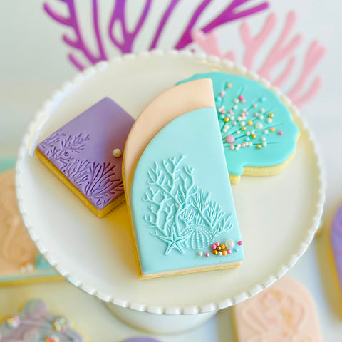 Raised Cookie Embosser - Coral and Starfish