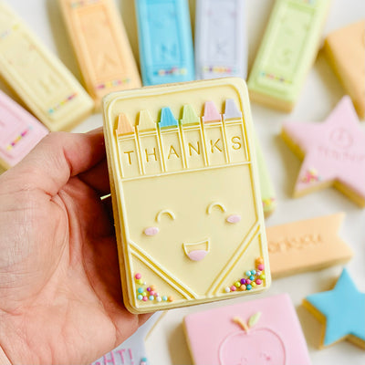 Raised Cookie Embosser -  Happy Crayon Box