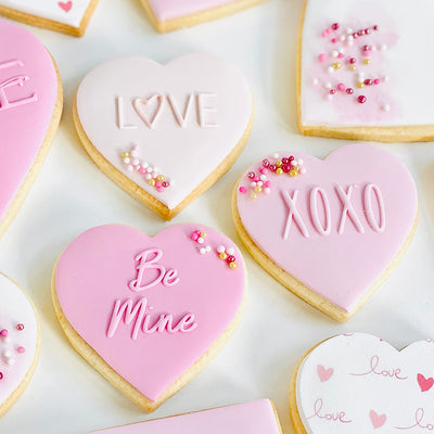 Raised  Cookie Embosser Mini Set - LOVE, Be Mine, XOXO