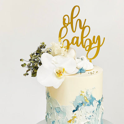 Acrylic/Wooden Cake Topper - Oh baby