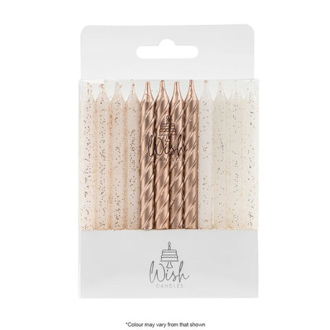 Wish Spiral Rose Gold Candles - 24 Pack