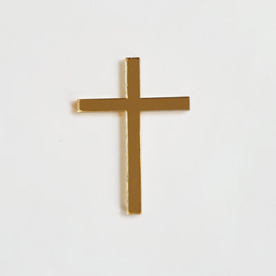 Acrylic/Wooden Cake Topper - Straight Edge Cross- with Stick