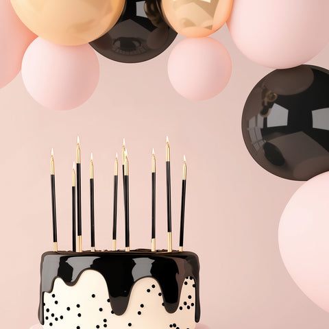 Gold Double Dipped Candle - Black-12pack