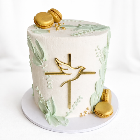 Acrylic Cake Topper-  Dove and Cross