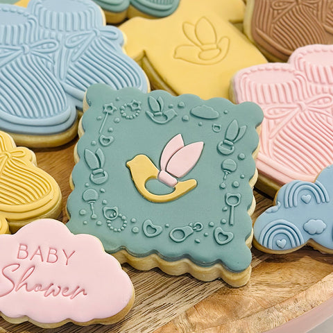 Raised Cookie Embosser - Baby Trinket Border