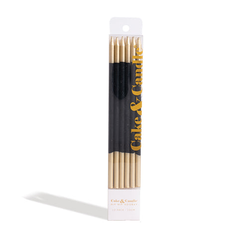 Gold Double Dipped Candle - Black-12pack