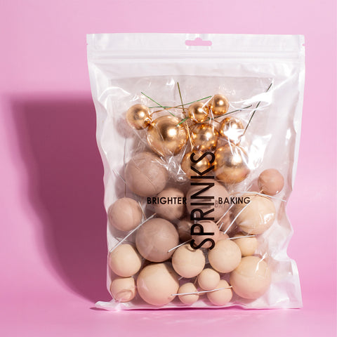 Champagne Deco Ball Toppers- 32 pieces