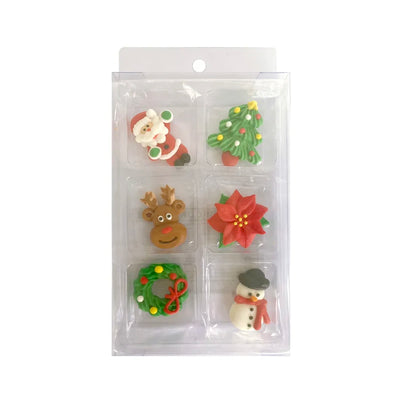 Cupcake Decorations- Christmas Sugar Decorations- 6pack