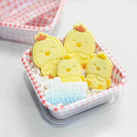 Cookie /Dessert Box with Clear Lid - Coral Gingham