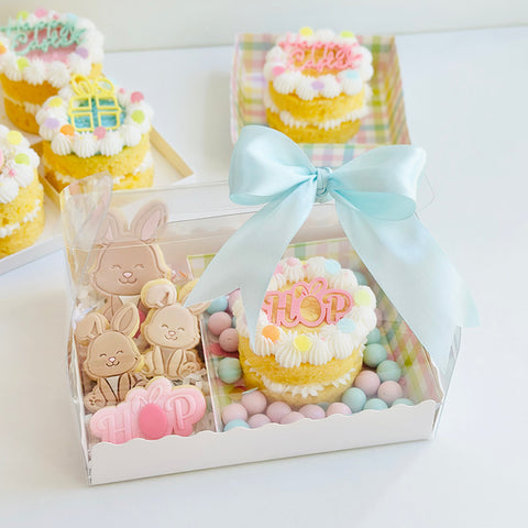 Cookie /Dessert Box with Clear Lid - Pastel Gingham