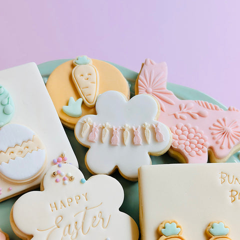 Raised  Cookie Embosser - Easter Bunting