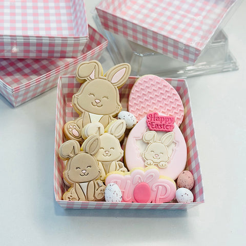 Cookie /Dessert Box with Clear Lid -  Pink and Mauve Gingham