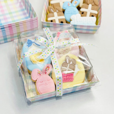 Cookie /Dessert Box with Clear Lid - Pastel Gingham