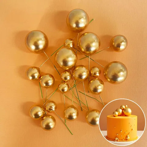 Gold Deco Ball Toppers- 20 pce