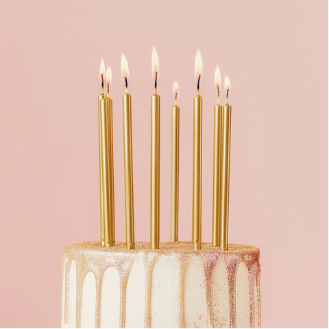 Tall Gold Candles - 12 Pack