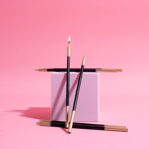Gold Double Dipped Candle - Black-12pack