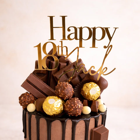 Custom Acrylic Cake Topper - Happy age + Name Mixed Font