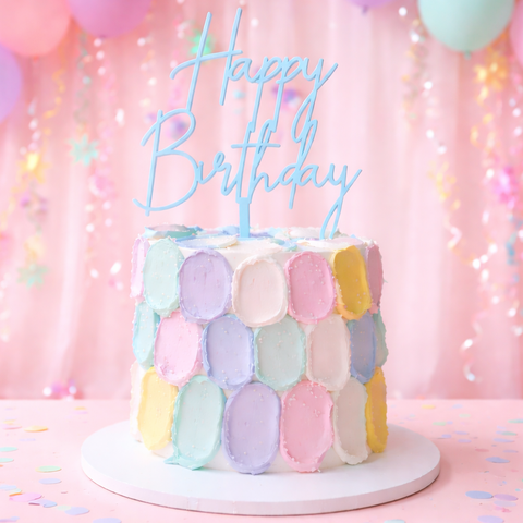 Cake Topper - Happy Birthday- Modern Script