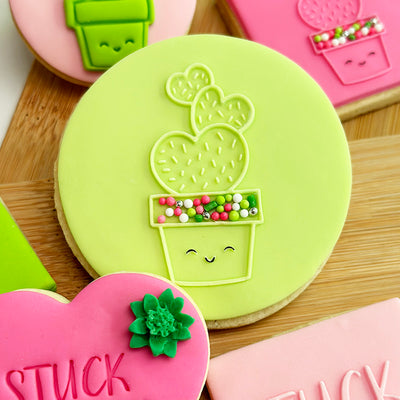 Reverse Cookie Embosser - Happy Cactus