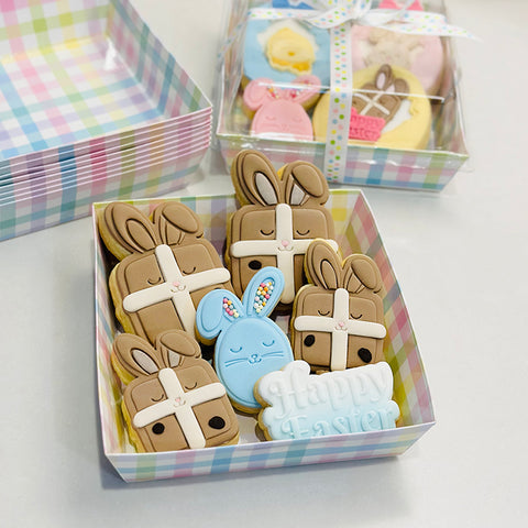 Cookie /Dessert Box with Clear Lid - Pastel Gingham