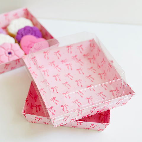 Cookie /Dessert Box with Clear Lid - Pretty Bows