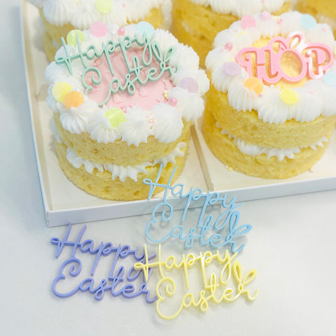 Acrylic Dessert Charms-  Happy Easter Script