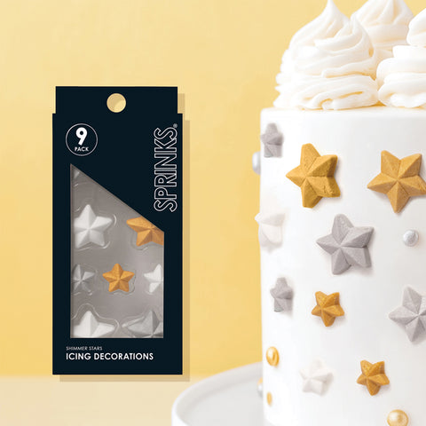 Shimmer Stars Icing Decorations - 9 Pack