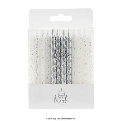 Wish Spiral Silver Candles - 24 Pack