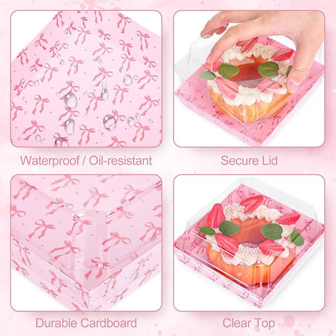 Cookie /Dessert Box with Clear Lid - Pretty Bows