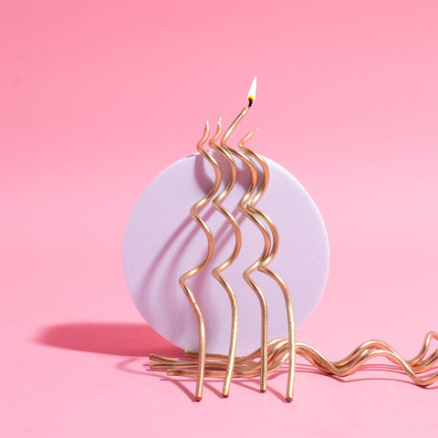 Swirly Gold Candles - 16 Pack