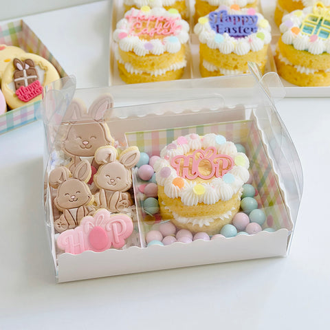 Cookie /Dessert Box with Clear Lid - Pastel Gingham