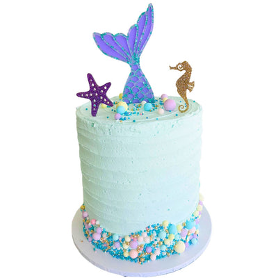 Acrylic Cake Topper Set - Mermaid Tail , Starfish and Seahorse