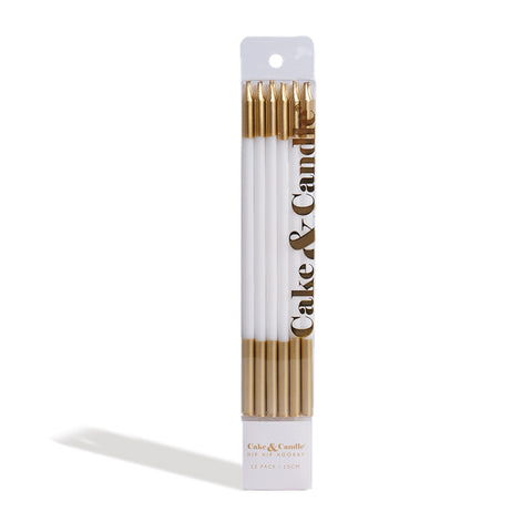 Gold Double Dipped Candle - White-12pack