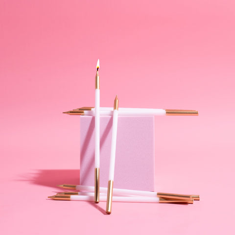 Gold Double Dipped Candle - White-12pack