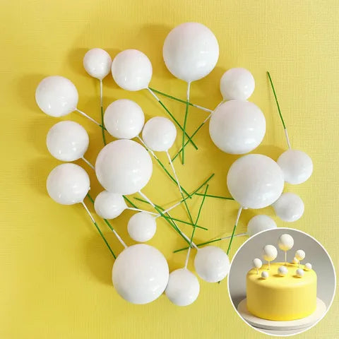 White Deco Ball Toppers- 20 pce