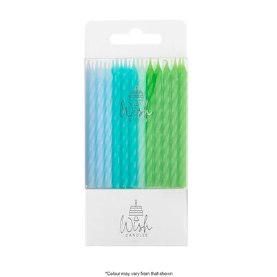 Wish Spiral Green to Blue Candles - 24 Pack