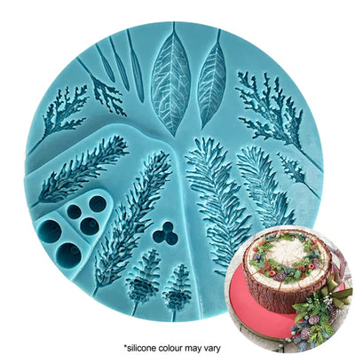 Silicone Mould - Wreath leaves and berries