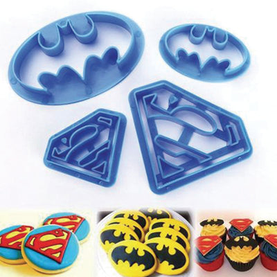 Batman and Superman icing impression cutter set